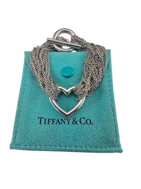 Tiffany & Co. Sterling Silver Mesh Heart Toggle Bracelet w/Pouch #24722